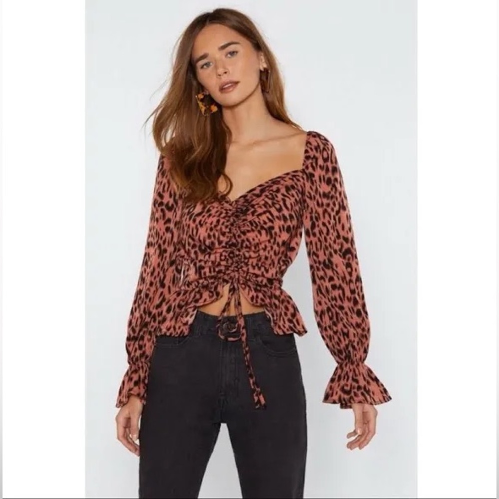 Leopard Print Ruched Blouse | Nasty Gal